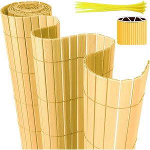 Balkonscherm PVC Flexibele tuinscherm Zichtwerende omheining van pvc, inkijkbescherming, windscherm voor balkon; voor buiten; balkon, terras en tuin Bamboe 180*300cm