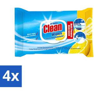 At Home - Clean - Multi-Purpose Reinigingsdoekjes - Citroen - Vochtig - 55 Doekjes - Voordeelverpakking - 4 stuks