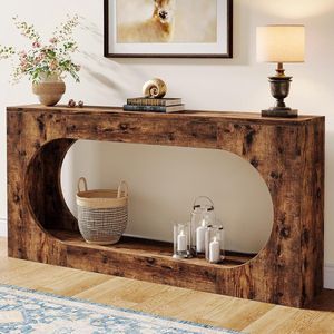 Tribesigns Consoletafel - Sidetable - Console - Haltafel - Metaal/Hout - Bruin - Industrieel - 160 x 80 x 30 cm - Console Tafel voor Hal, Woonkamer, Entree