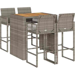 vidaXL - 5-delige - Tuinbarset - zonder - kussens - poly - rattan - acacia - grijs