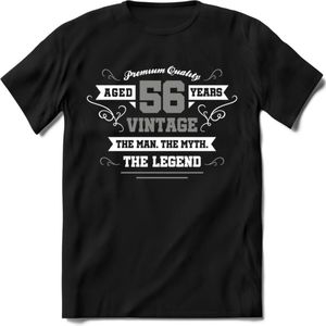 56 Jaar Legend T-Shirt | Zilver - Wit | Grappig Verjaardag en Feest Cadeau | Dames - Heren - Unisex | Kleding Kado | - Zwart - XXL