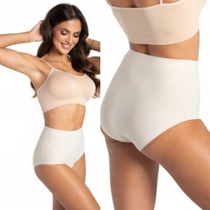 GATTA - High Waist - Maat L - dames slip - Hoge Taille - Naadloze - Ondergoed - Slipje - Gladde - Beige - ( 1 Stuks )