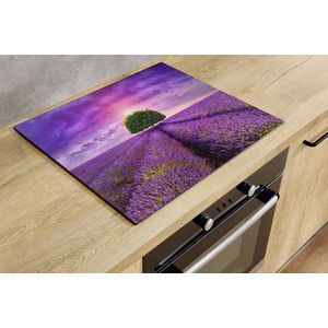 Inductiebeschermer - Lavendel veld - 80x52 cm - Inductiebeschermer - Inductie Afdekplaat Kookplaat - Inductie Mat - Anti-Slip - Keuken Decoratie - Keuken Accessoires