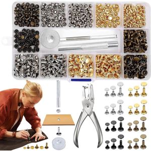 360 Stuks Leren Klinknagels Dubbele Dop Koperen Klinknagels - 6mm 8mm 12mm - DIY Leerbevestigingsgereedschap