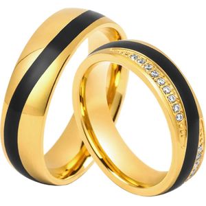 Jonline Prachtige Ringen voor hem en haar|Vriendschapsringen|Trouwringen| Zwart Goud Kleur |Zirkonia