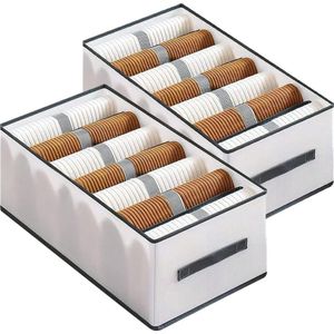 2 stuks kledingkast-organizer, met 7 vakken, mesh-kledingopberger voor jeans, opvouwbaar, wasbaar, kledingopberger van mesh-T-shirt, voor shirts, ondergoed, 36 x 25 x 20 cm