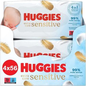 Huggies - Extra Care Sensitive - Billendoekjes - 224 babydoekjes - 4 x 56