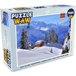 Puzzel Hut in het winterse landschap van Zwitserland - Legpuzzel - Puzzel 1000 stukjes volwassenen