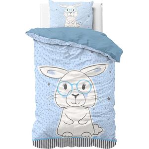 Dreamhouse Rabbit - Kinderdekbedovertrek - Eenpersoons - 140x200 + 1 kussensloop 60x70 - Blauw