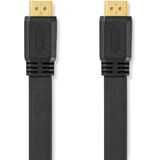 Nedis High Speed ​​HDMI-Kabel met Ethernet - HDMI Connector - HDMI Connector - 4K@30Hz - 10.2 Gbps - 5.00 m - Plat - PVC - Zwart - Polybag