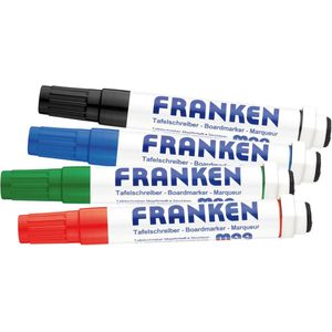 Franken whiteboardstift met magnetische dop, 1-3mm ronde punt, assorti van 4 stuks