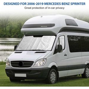 Zonwering auto voorruit vervanging voor Mercedes Sprinter 2006-2018, 3-delige technologische thermomat, aluminiumfolie, opvouwbare zonneklep, zonwering voorruitafdekking