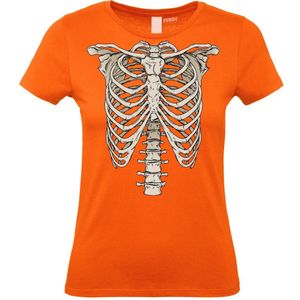 Dames t-shirt Skelet | Carnavalskleding dames | Carnaval Kostuum | Foute Party | Oranje Dames | maat S