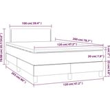 vidaXL - Boxspring - met - matras - fluweel - lichtgrijs - 120x200 - cm