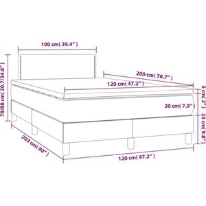 vidaXL - Boxspring - met - matras - fluweel - lichtgrijs - 120x200 - cm