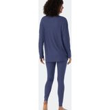 SCHIESSER Natural Dye pyjamaset - dames pyjama lang dubbelrib modal v-hals blauw - modern rib - Maat: 44