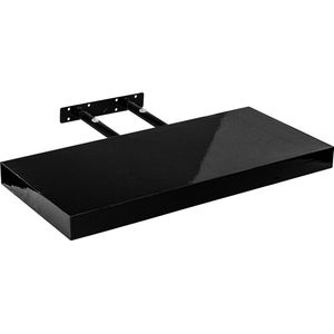 Muurplank - Wandplank zwevend - Wandplank - Draagvermogen 10 kg - MDF - Staal - Hoogglans zwart - 90 x 23,5 x 3,8 cm