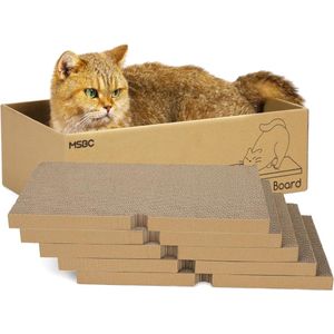 5 stuks krabplank, krabplank kat met karton, krabkarton voor katten 43 x 25 cm, kattenkrabplank dubbelzijdig