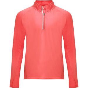 Fluor Koraal sportshirt van technisch weefsel met raglanmouwen en halve rits, reflecterende details model Melbourne maat XL