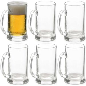 Vivalto Bierglazen - Bierpullen - transparant glas - 12x stuks - 650 ml - Cadeau - Vaderdag