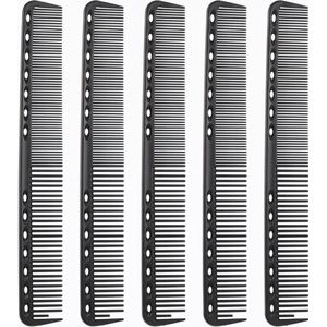VD WEIDE ENTERPRISE - Premium Koolstofvezel Haarkam 5 Stuks - Medium en Fijne Tanden - Hittebestendig - Haarstyling en Snijden - Kappers Verzorging - Ontwarren en Plagen - 7 Inch .