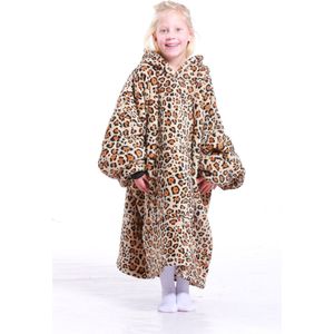 Deekie Hoodie Deken Kinderen - Snuggie Snuggle Cuddle Hoodie - Tv Fleece Deken Met Mouwen - Oversized Hoodie Blanket - Voor Kids, Dames & Mannen -Panter Kids