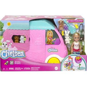 Barbie Chelsea Camper met hondje en konijn - Speelfigurenset