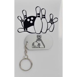 bowlen sleutelhanger inclusief kaart - sport cadeau - sporten - Leuk kado voor je sporter om te geven - 2.9 x 5.4CM