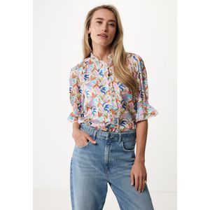 Short Sleeve Blouse With Ruffle Details Dames - Multicolor - Maat S