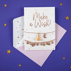 Partydeco - Wenskaart - Make a Wish met armbandjes