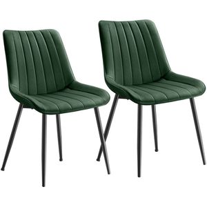 Eetkamerstoel – Set van 2 – Groen-Inktzwart – Frisse Kleuren