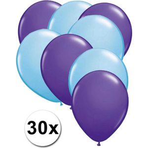 Ballonnen Paars & Licht blauw 30 stuks 27 cm