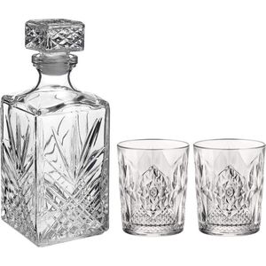 Whisky/likeur drank set karaf met 6x tumbler whiskyglazen 390 ml - giftset/cadeauset