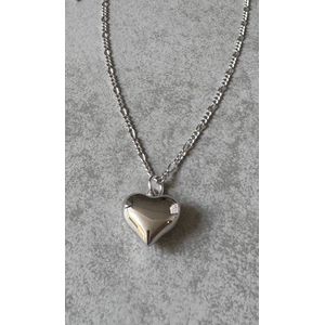 Zilveren ketting/40+5cm/1.8mm/hart hanger
