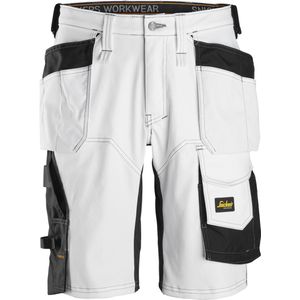 Snickers 6151 AllroundWork, Stretch Loose fit Korte Werkbroek met Holsterzakken - Wit/zwart - 62