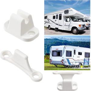2 Sets Deurhouder Kit Wit RV Camper Deurhouder met Schroeven en Installatiegereedschap voor Buitendeuren T-vorm Deurstop Behoud Vang voor Camper RV Camper Caravan Camper Caravan Campers
