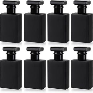 Zwart Lege Navulbare Parfum Spuitflesjes - 30 ml Vierkant Glazen Verstuiver Flessen - Gouden Mist Pomp - Draagbaar voor Reizen - Essentiële Oliën Aftershave - Cologne .