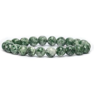 Bixorp Gems Mos Jaspis Edelsteen Armband - Gepolijste Natuursteen Kralenarmband - 18cm