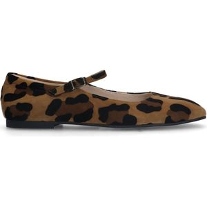 Manfield - Dames - Leopard suède Mary Jane ballerina's - Maat 41