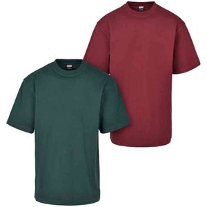 Urban Classics - Tall 2-pack Heren T-shirt - L - Rood/Groen