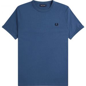 SINGLES DAY! Fred Perry - T-Shirt Ringer M3519 Mid Blauw - Heren - Maat S - Modern-fit