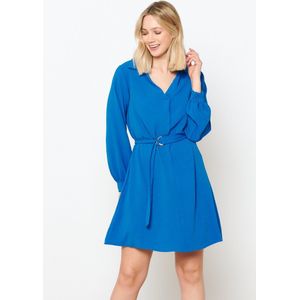 LolaLiza Korte jurk met V-hals en ceintuur - Blue - Maat 46