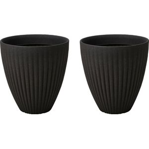 Pro Garden Plantenpot - 2x - kunststof - antraciet - 40 x 42 cm - bloempot