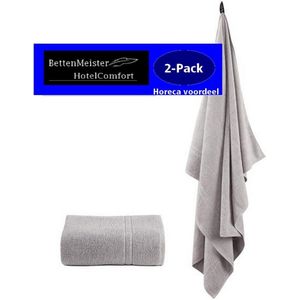 2 Pack Saunalakens Afdeklakens - set van 2 stuks grijs 100x150cm - 100% katoen badstof 450g.mÃ‚Â²