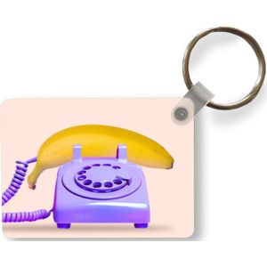 Sleutelhanger - Banaan - Telefoon - Paars - Geel - Uitdeelcadeautjes - Plastic