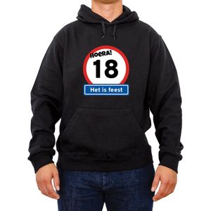 Trui Hoera 18 jaar |Fotofabriek Trui Hoera het is feest |Zwarte trui maat XL|Verjaardagscadeau| Unisex trui verjaardag (XL)