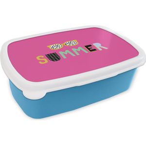 Broodtrommel Blauw - Lunchbox - Brooddoos - Zomer - Quote - Zonnebril - 18x12x6 cm - Kinderen - Jongen