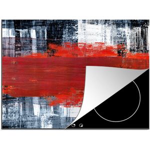 KitchenYeah® Inductie beschermer 71x52 cm - Schilderij - Abstract - Rood - Olieverf - Kookplaataccessoires - Afdekplaat voor kookplaat - Inductiebeschermer - Inductiemat - Inductieplaat mat