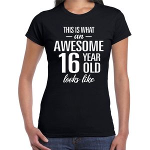 Awesome 16 year - geweldig 16 jaar cadeau t-shirt zwart dames -  Verjaardag cadeau L