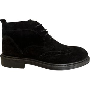 Nette schoenen- Veterschoenen- Casual Heren schoenen 1042- Leather- Zwart- Maat 44